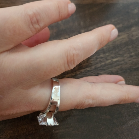 "7 Carat" Princess Cut CZ Ring Size 9 Set In Sterling Silver - Picture 7 of 9